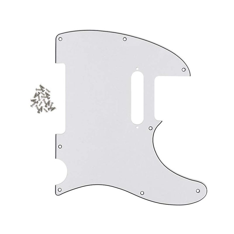 FLEOR 8 Hole TL Pickguard Scratch Plate with Pickguard Screws Set Fit USA/MX Standard TL Style Pickguard Replacement, 3Ply White - Image 3